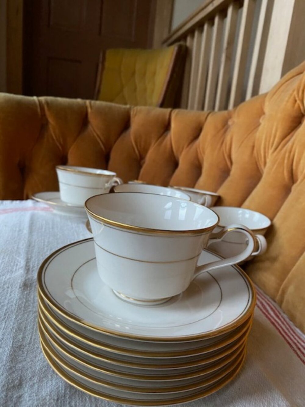 Set of 8 Noritake Japan Linton 7552 7 Cups and 8 Saucers Excellent Vintage